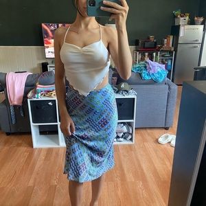 Silky butterfly midi skirt